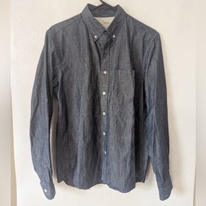 Men's size M Muji dark blue chambray long sleeve button-up shirt